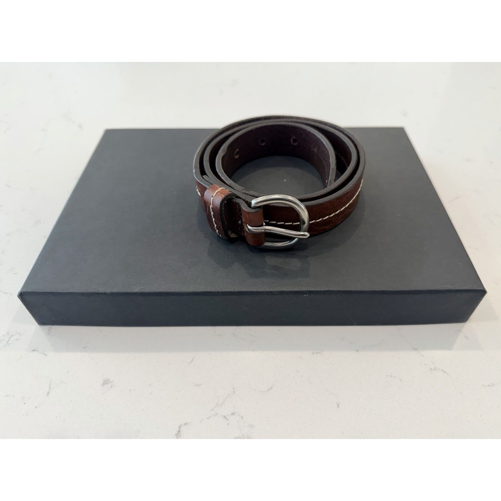VINTAGE 90s Y2k GAP Women's Brown Belt Size 28 Silver-Tone Buckle Adjustable
